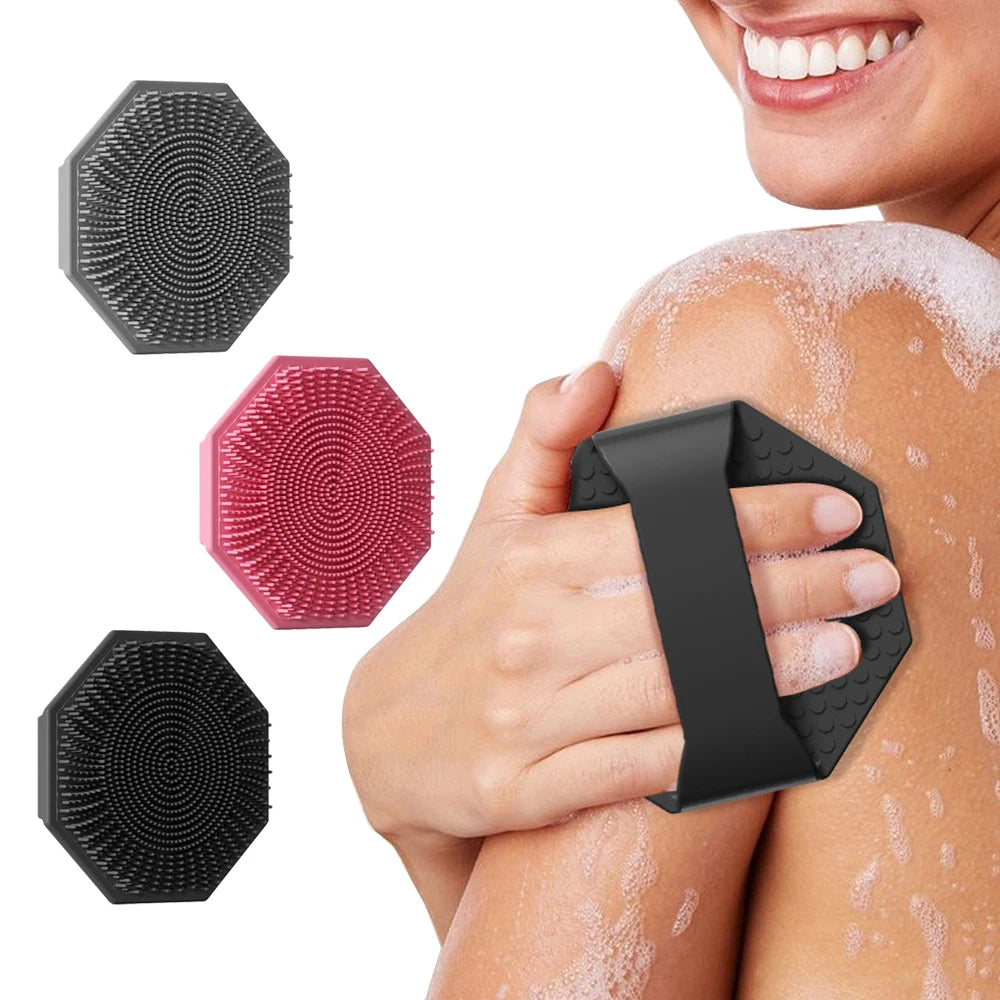 Silicone Shower Massage Brush with Anti-Slip Handle - Odorless and Gentle Cleansing Tool for Effective Dirt Removal